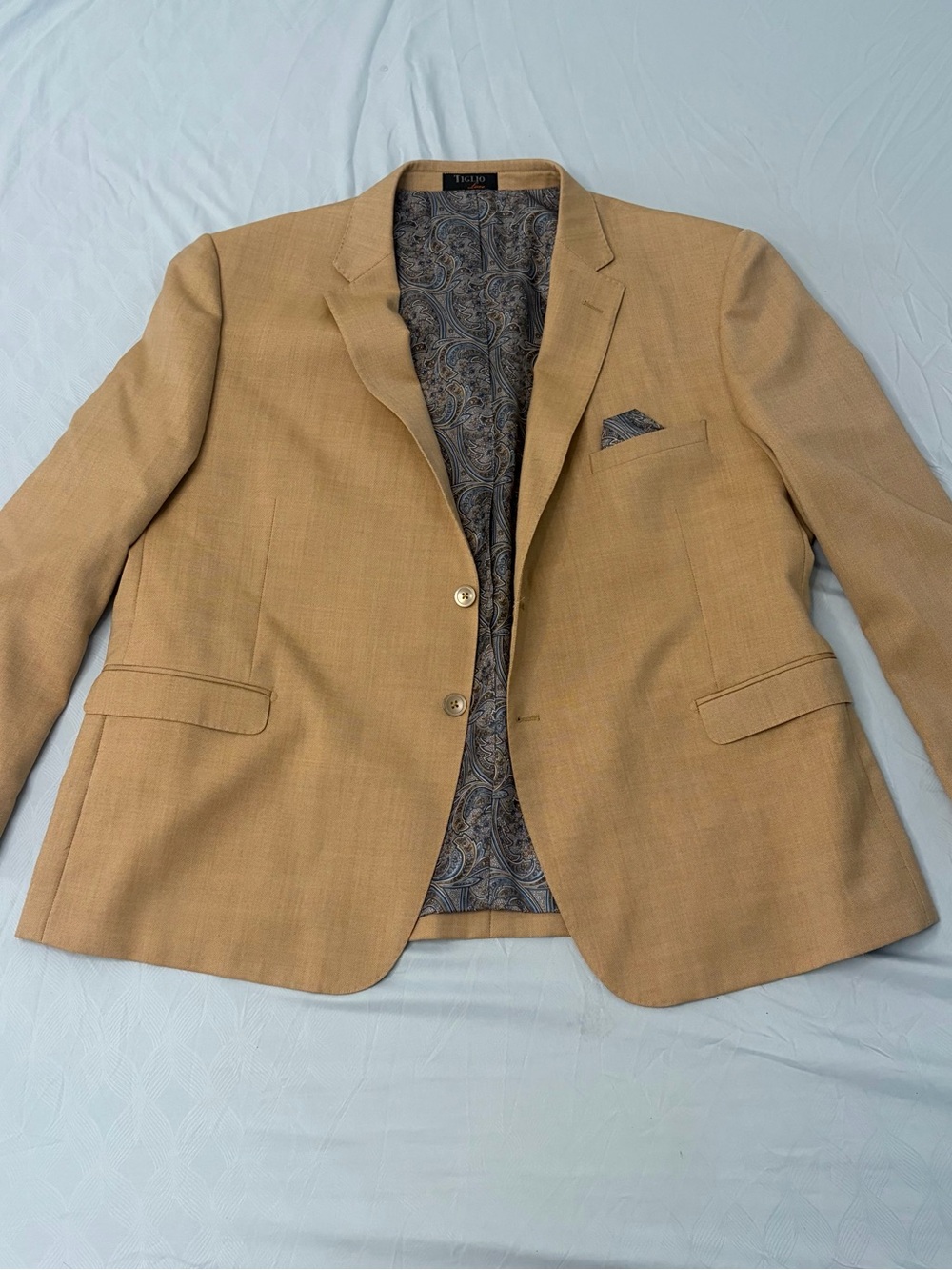 Men's Tan Sport Coat Blazer with Paisley Lining